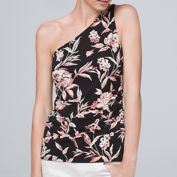 NWT GORGEOUS FLORAL ONE-SHOULDER TOP! BEAUTIFUL DESIGN, SHAPELY & STYLISH! - Picture 6 of 6